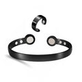 Retro Magnetic Cuff Bracelet & Ring Set – Unisex Alloy Bangle Cuff Bracelet Set PLUSH Black Bangles Ring
