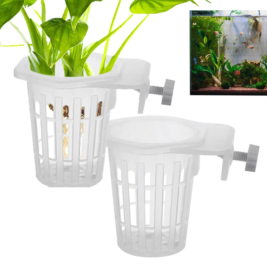 2-Pack Aquarium Plant Basket Holder | Fish Tank Hanging Cups Aquarium Plant Holder PLUSH