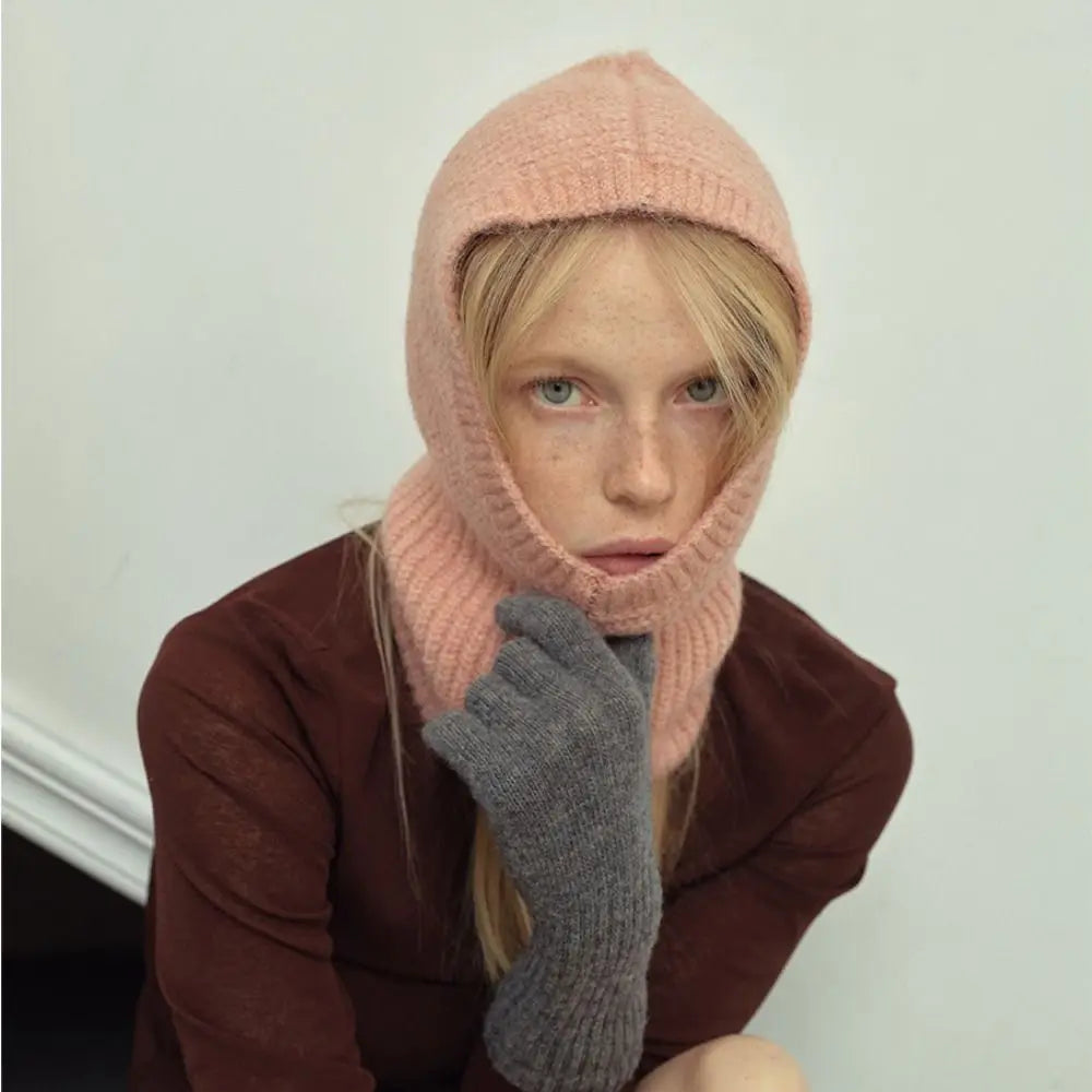 Women's Knit Balaclava Earflap Hat – Warm Alpaca Wool Blend Balaclava Earflap Hat PLUSH