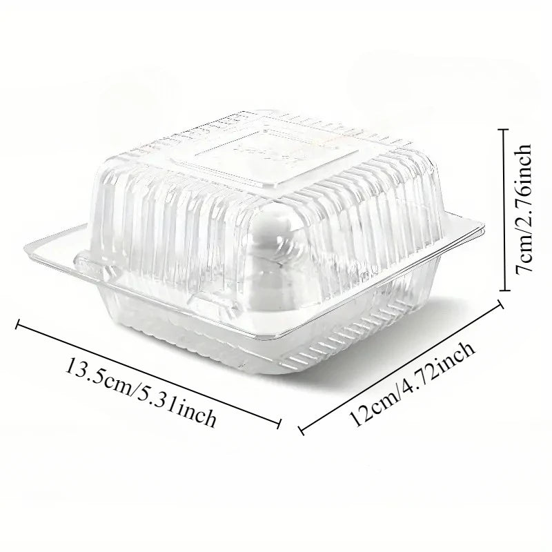 50/100pcs Transparent Plastic Cake Boxes with Flip Cover Cake Storage Box PLUSH