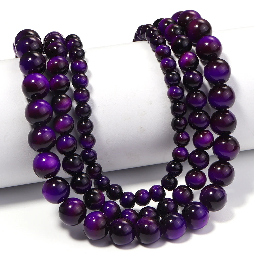 Purple Tiger Eye Glass Spacer Beads 6/8/10mm – DIY Jewelry Glass Spacer Beads PLUSH