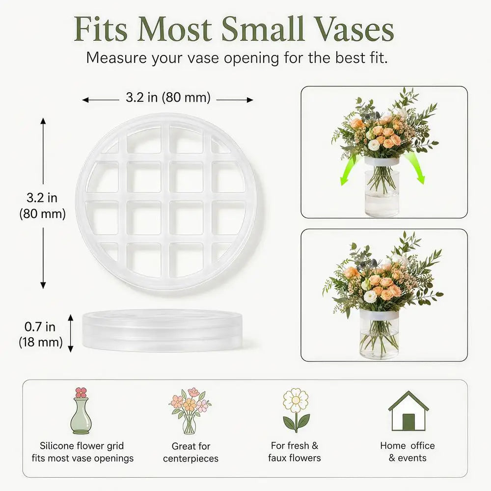2-Pack Silicone Flower Arranging Grid & Vase Stem Holder Floral Arranging Tool PLUSH White