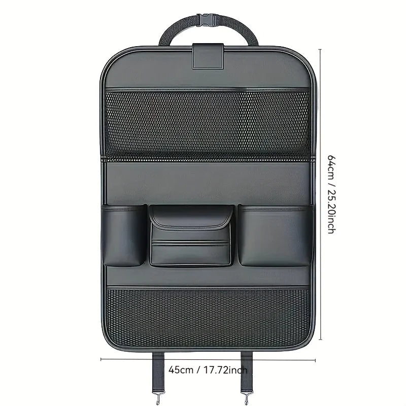 Faux Leather Car Seat Back Organizer | Multi Compartment Car Seat Organizer PLUSH