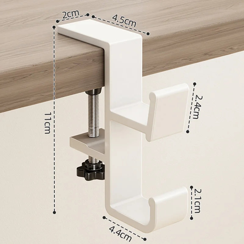 Adjustable Desk Edge Hook – Headset & Bag Hanger Organizer Desk Hook Organizer PLUSH White