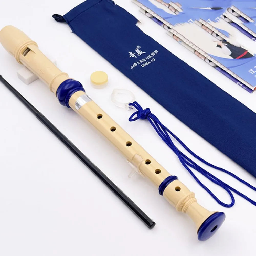 Soprano Recorder – Food Grade ABS Baroque 8-Hole Vertical Flute Soprano Recorder PLUSH 6hole Blue