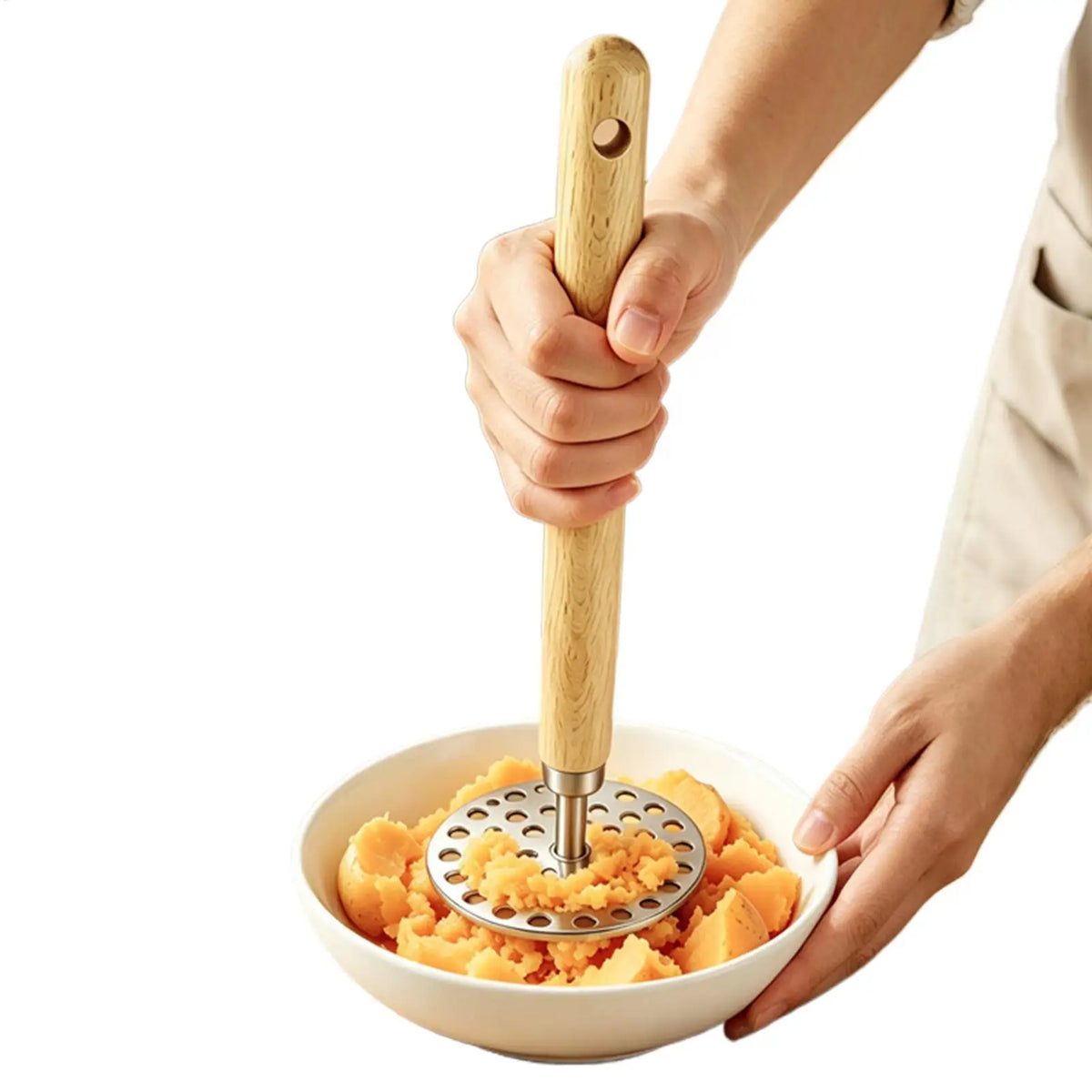 Stainless Steel Potato Masher – Manual Veggie & Fruit Crusher Kitchen Masher Tool PLUSH