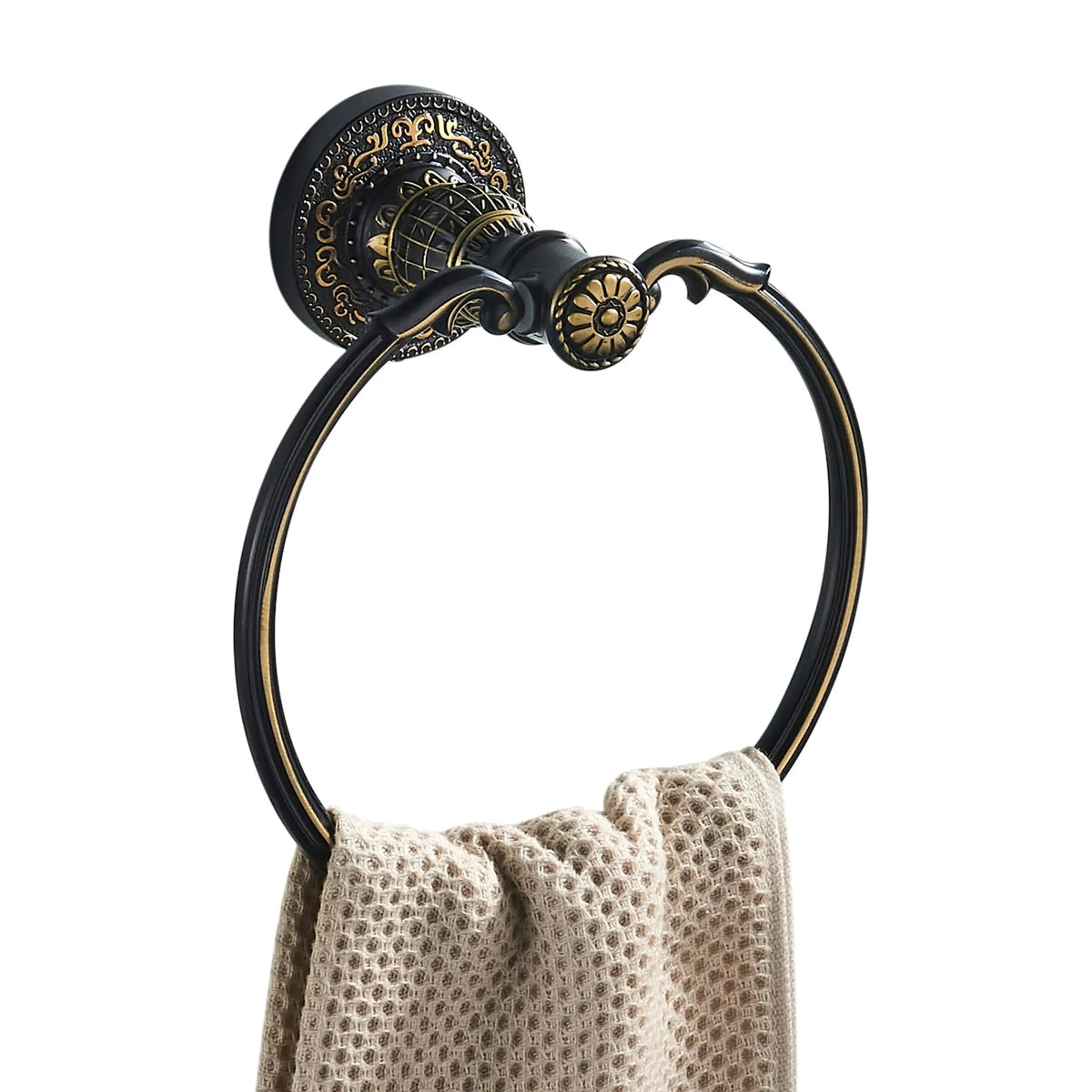 Wall Mounted Towel Ring – Black, Antique Bronze & Gold Bathroom Towel Ring PLUSH Black