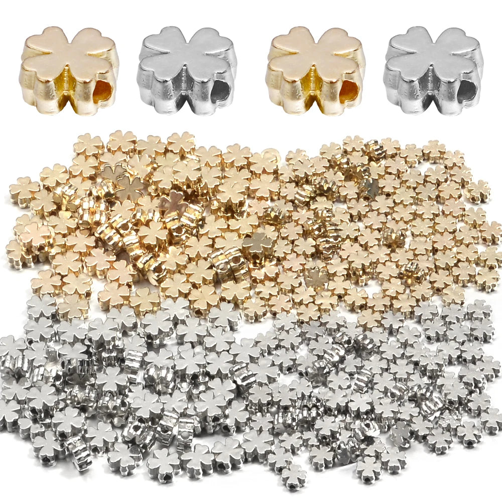 100-200pcs Four Leaf Clover CCB Spacer Beads 6/8mm DIY Jewelry Jewelry Spacer Beads PLUSH