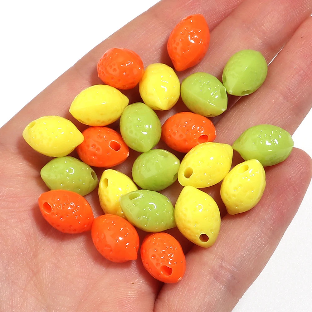 30pcs Lemon Acrylic Fruit Spacer Beads for DIY Jewelry Making Acrylic Spacer Beads PLUSH