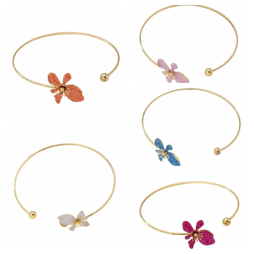 Colorful Flower Geometric Metal Choker Necklace Korean Style Choker Necklace PLUSH