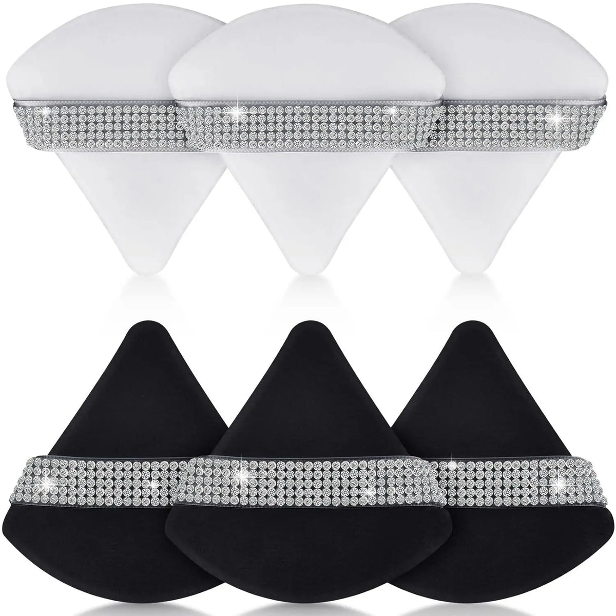 Pink Triangle Powder Puff Set 6pcs – Velvet Makeup Sponge Makeup Powder Puff PLUSH 6Pcs (black white)