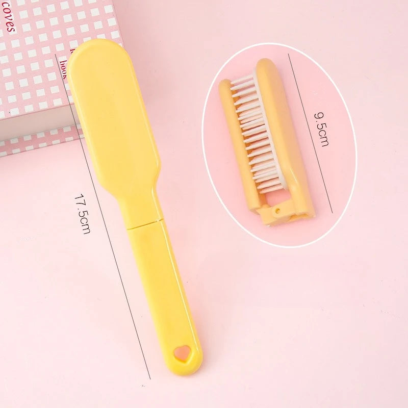 Candy Color Foldable Hair Comb – Portable Travel Hair Brush Foldable Hair Comb PLUSH Yellow