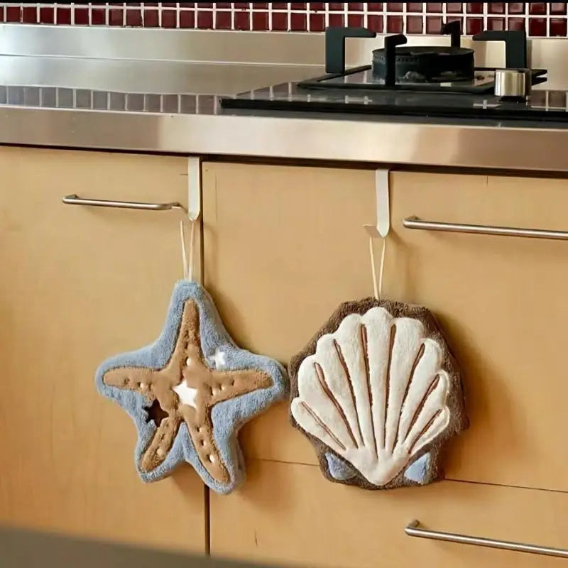 Starfish Hand Towel Super Absorbent Coral Fleece with Hook Decorative Hand Towel PLUSH