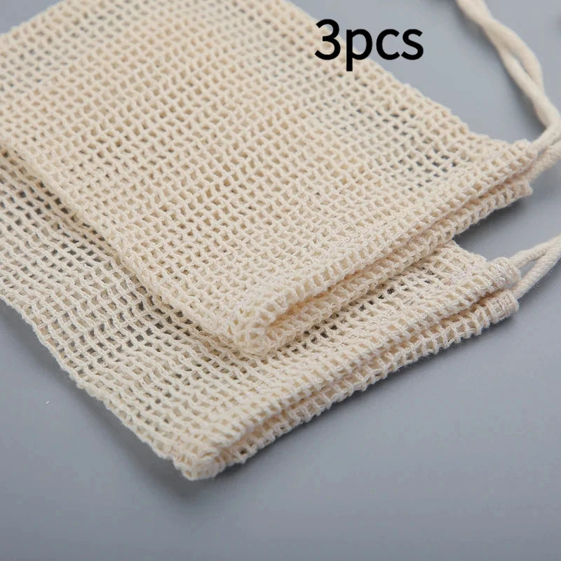 Natural Cotton Soap Saver Bags – Eco Mesh Pouch Set of 3 Soap Saver Bag PLUSH black 3pcs cotton