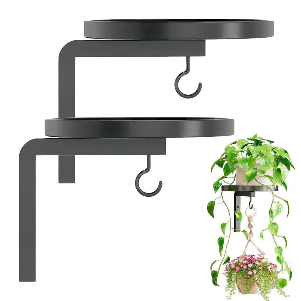 Wall Mounted Metal Plant Holder – Black 2-Tier Hanging Rack Wall Plant Holder PLUSH