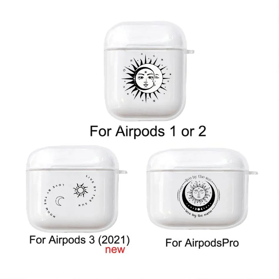 Sun Moon Clear AirPods Case – Fits AirPods Pro 1 2 3 4 Earphone Case Cover PLUSH