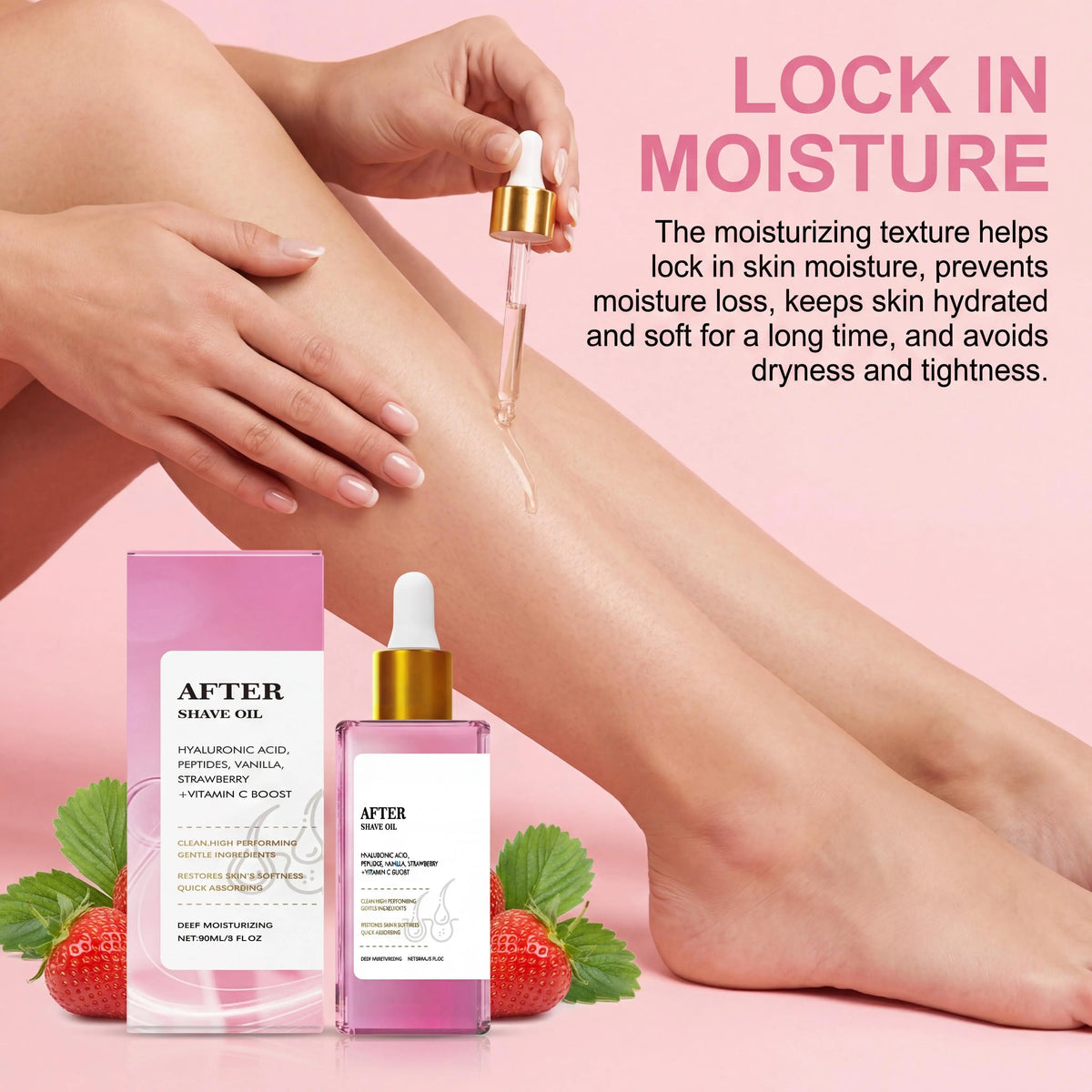 Strawberry Vanilla After Shave Oil for Women – Hydrating Serum After Shave Oil PLUSH