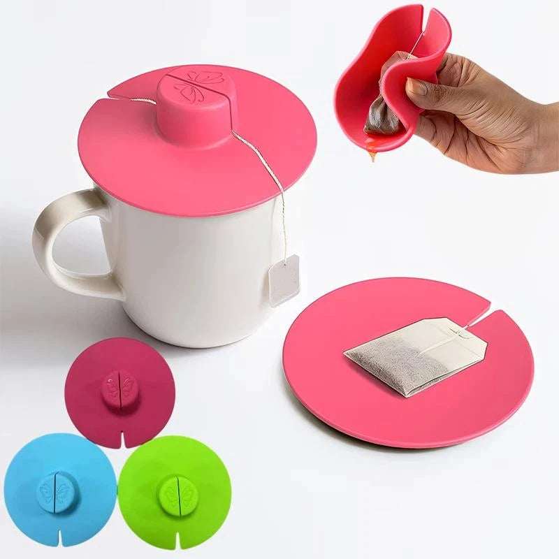 Silicone Tea Bag Holder Squeezer & Mug Lid – Reusable Set Tea Bag Holder PLUSH