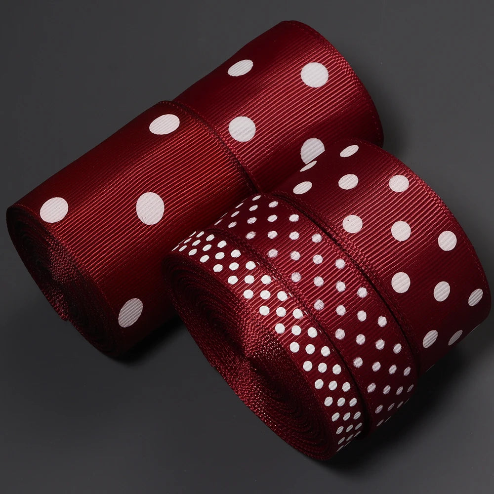 Wine Red Polka Dot Grosgrain Ribbon – Hair Bows & Gift Wrap Grosgrain Ribbon PLUSH
