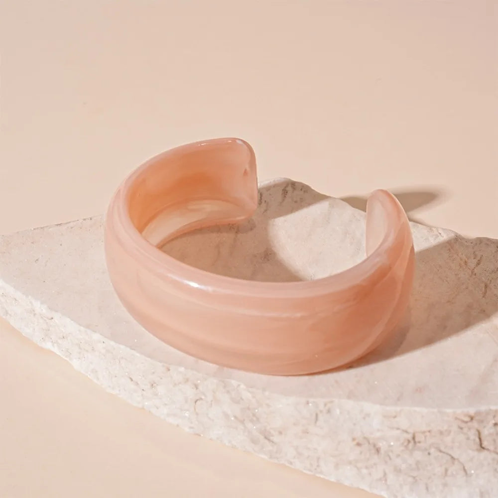 Bohemian Wide Acrylic Bangle – Jelly Color Retro Cuff Bracelet Acrylic Bangle Bracelet PLUSH Style F