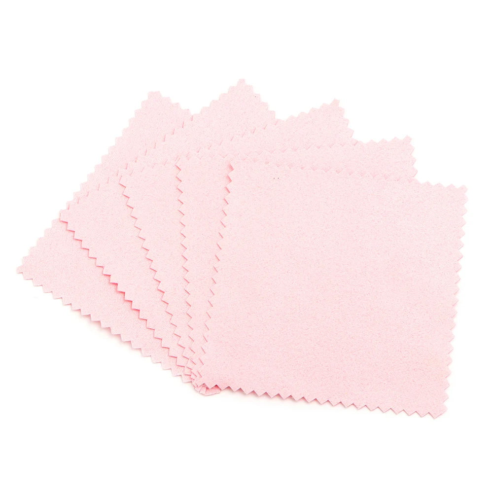 50pcs Silver Polishing Cloths – Jewelry & Glasses Cleaner Jewelry Polishing Cloth PLUSH Pink-8x8cm