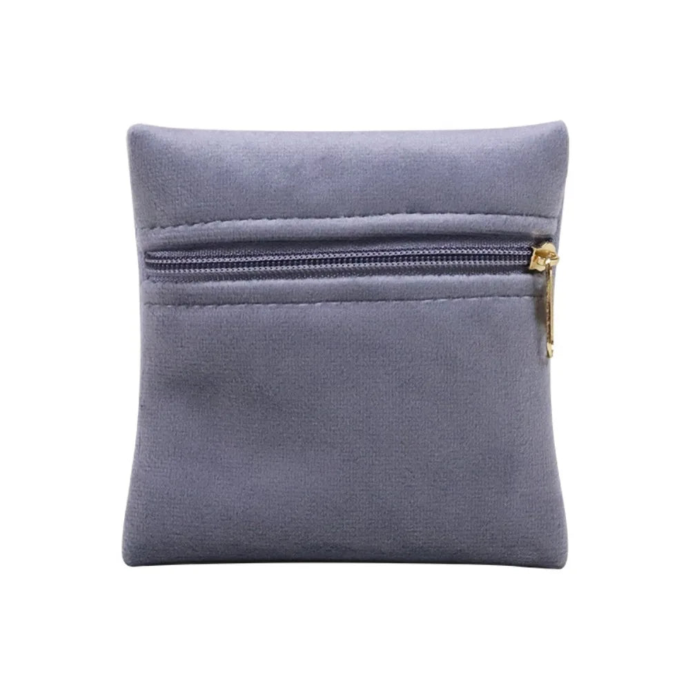 Velvet Zipper Jewelry Pouch | Soft Flannelette Storage Bag Jewelry Storage Pouch PLUSH Grey