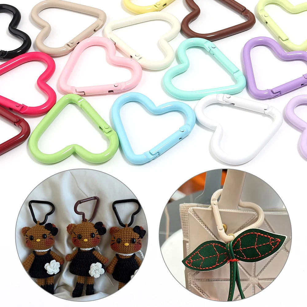 5pcs Heart Spring Clasps 43mm Carabiner Keychain Hooks DIY Jewelry Clasps & Hooks PLUSH