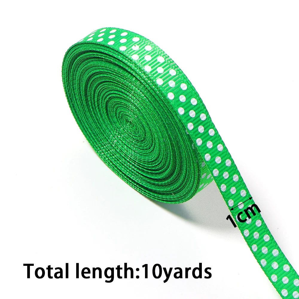 Green Polka Dot Grosgrain Ribbon 10–38mm | DIY Bows & Gift Wrap Grosgrain Ribbon PLUSH 10mm x 10yards 1roll
