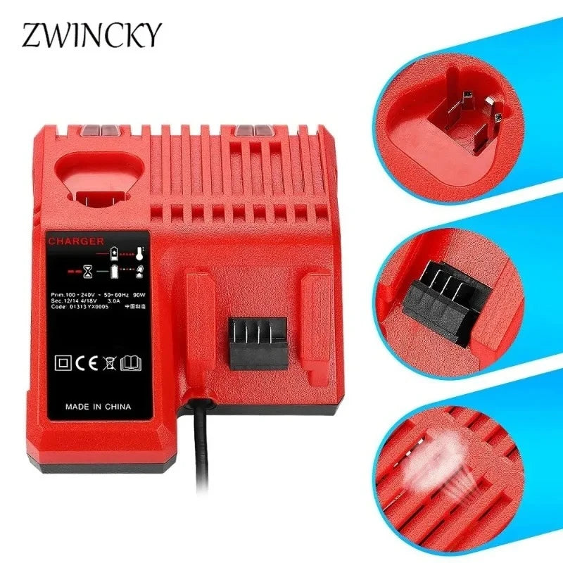ZWINCKY Milwaukee M12 M14 M18 Li-ion Battery Charger 12V–18V Battery Charger PLUSH