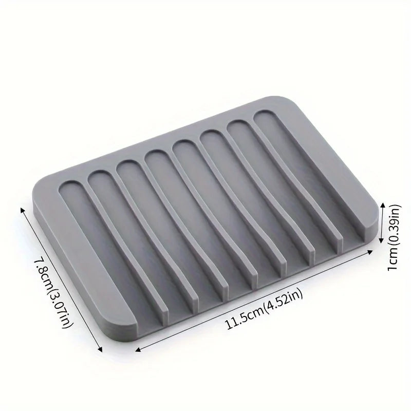 Silicone Square Soap Holder with Drainage – No Drilling Soap Dish Holder PLUSH Light Grey L