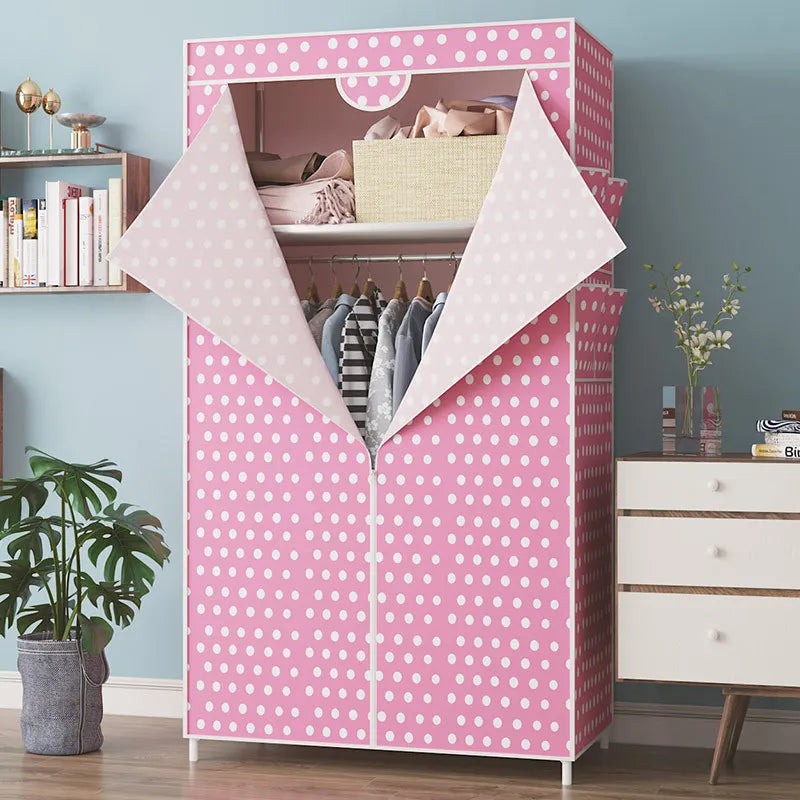 Steel Pipe Reinforced Hanging Wardrobe | Simple Cloth Cabinet Hanging Wardrobe Cabinet PLUSH
