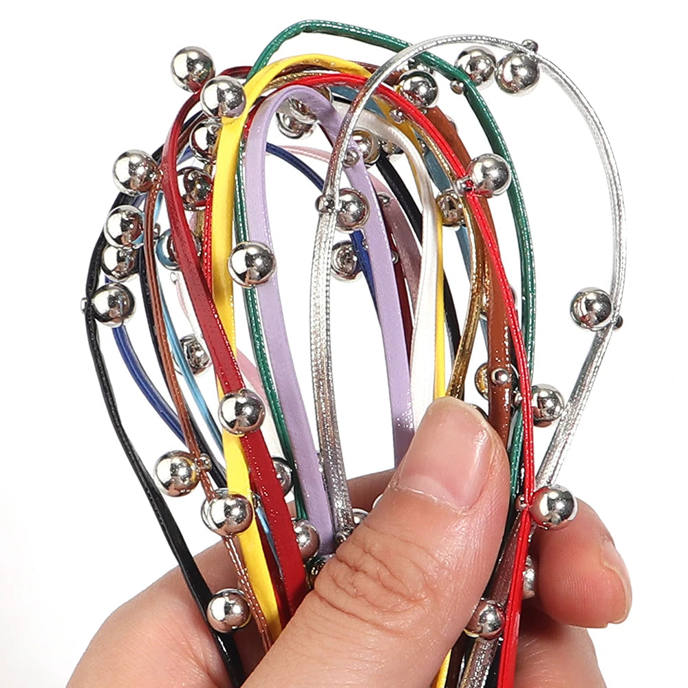 5 Yards Studded PU Leather Cord with Metal Ball Beads – DIY Leather Jewelry Cord PLUSH