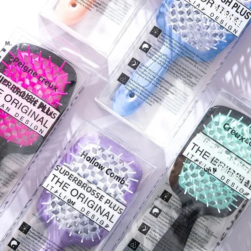 10/20pcs Hollow Out Detangling Hair Comb – Elastic Bristles Detangling Hair Comb PLUSH