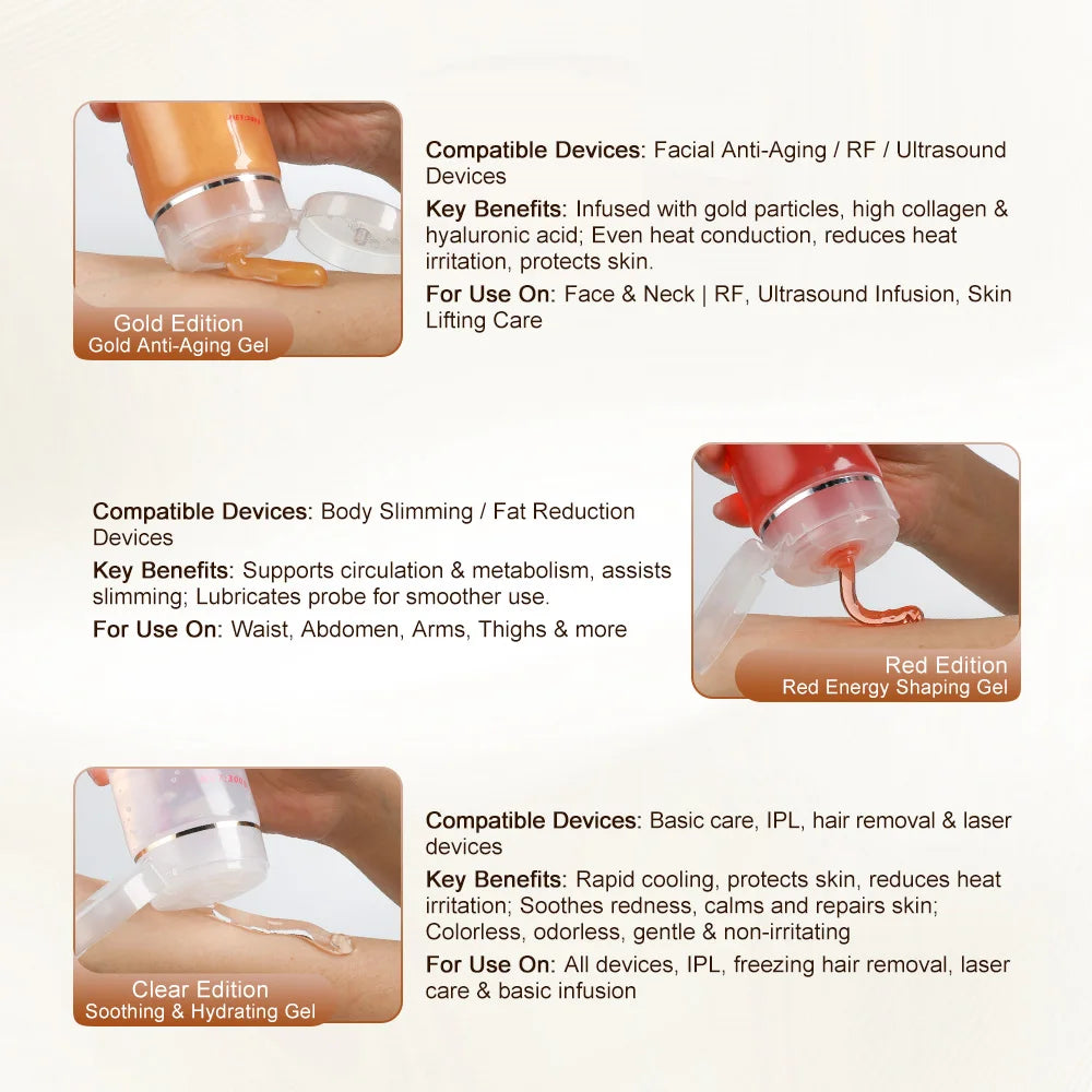 300g RF Conductive Gel for Beauty Devices | Clear, Red & Gold Conductive Beauty Gel PLUSH