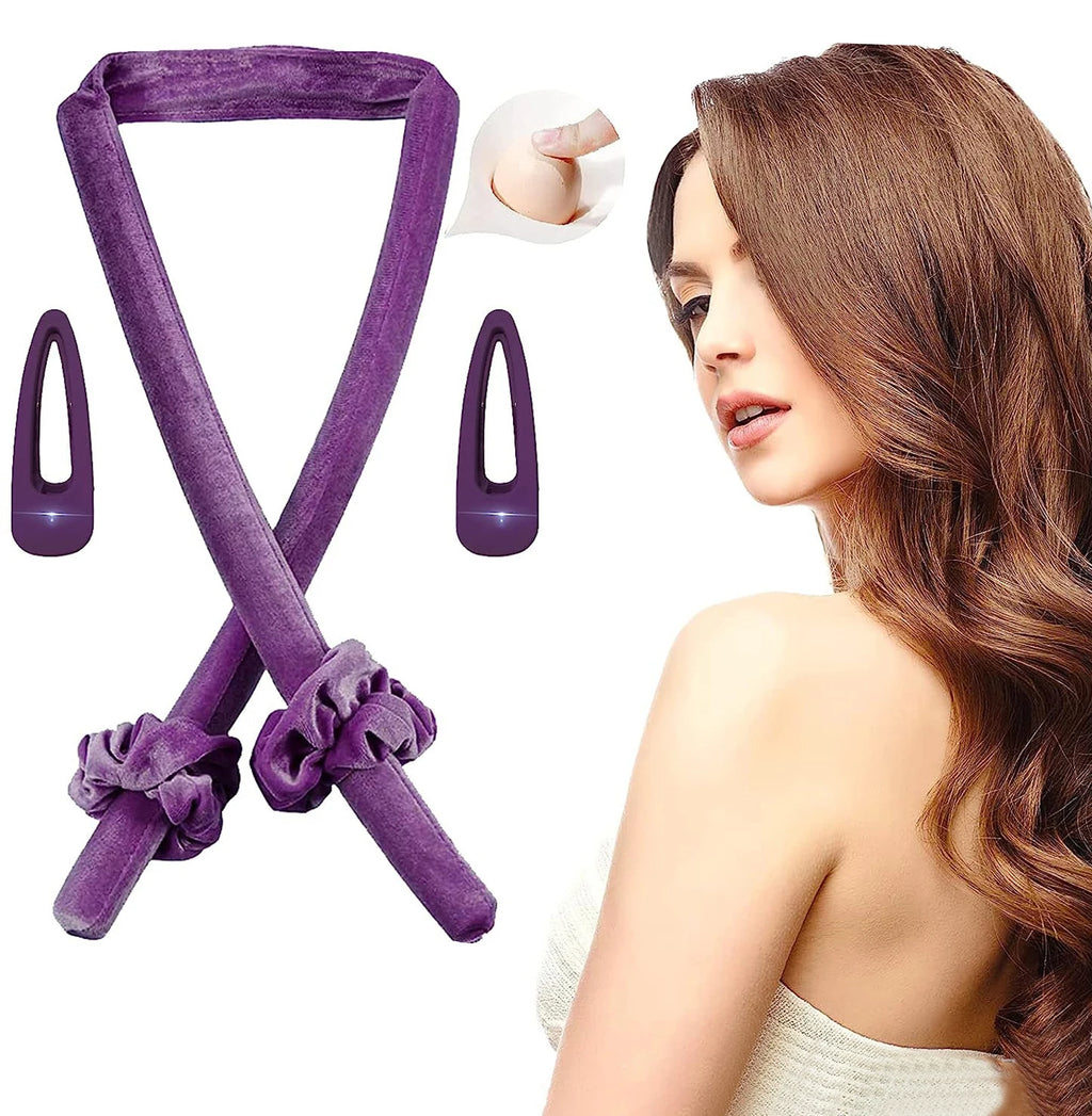 Heatless Hair Curling Set – Sleep Styling Kit 3/5/6pcs Hair Styling Set PLUSH Purple 5pcs