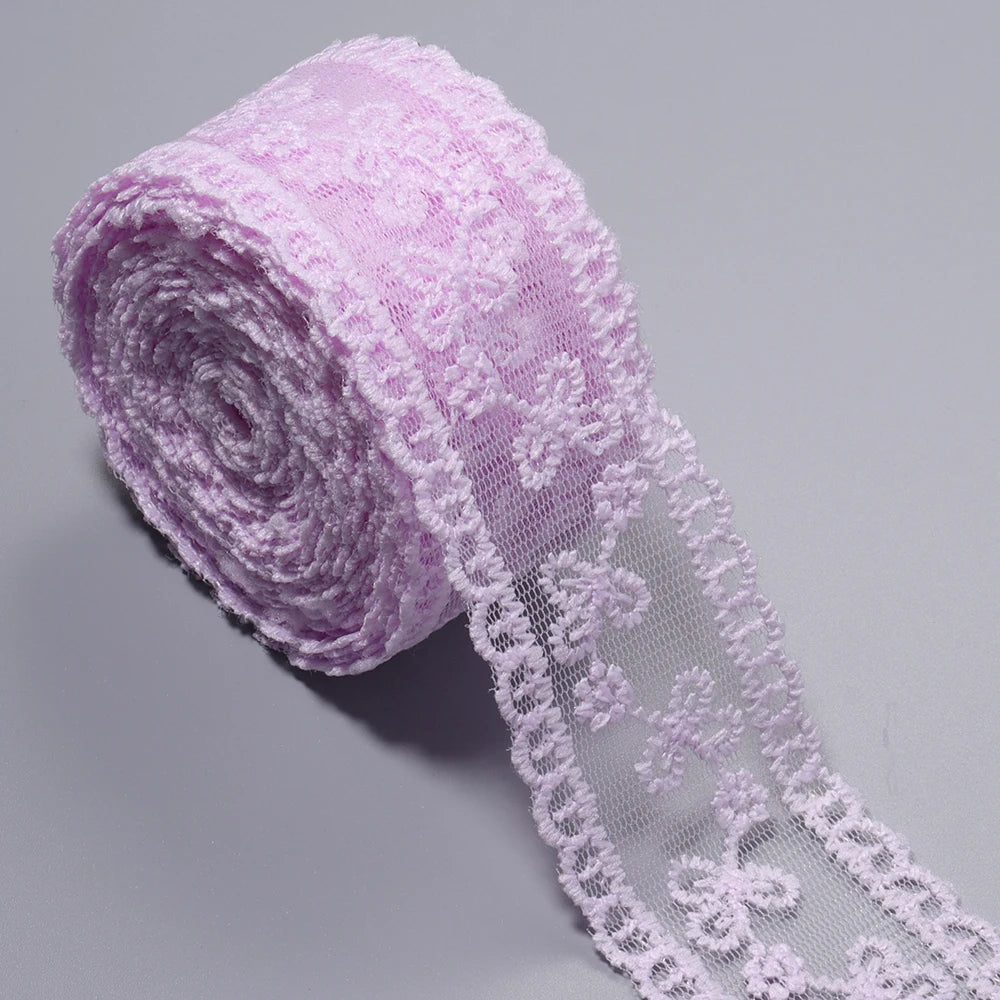 5 Yards Floral Embroidery Lace Trim Ribbon 4cm – DIY Craft Lace Trim Ribbon PLUSH purple 4cm