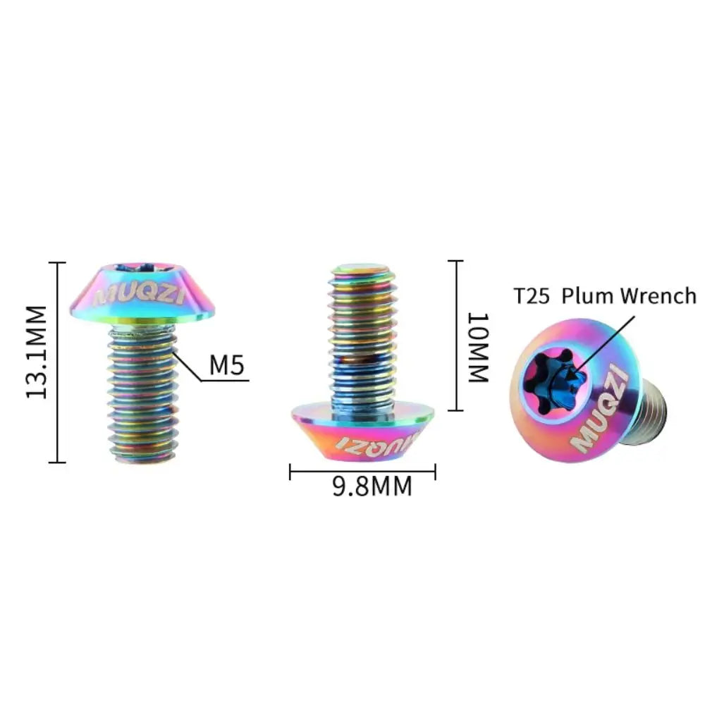6pcs Titanium M5 Disc Brake Rotor Bolts T25 Torx Ultralight Disc Brake Bolts PLUSH