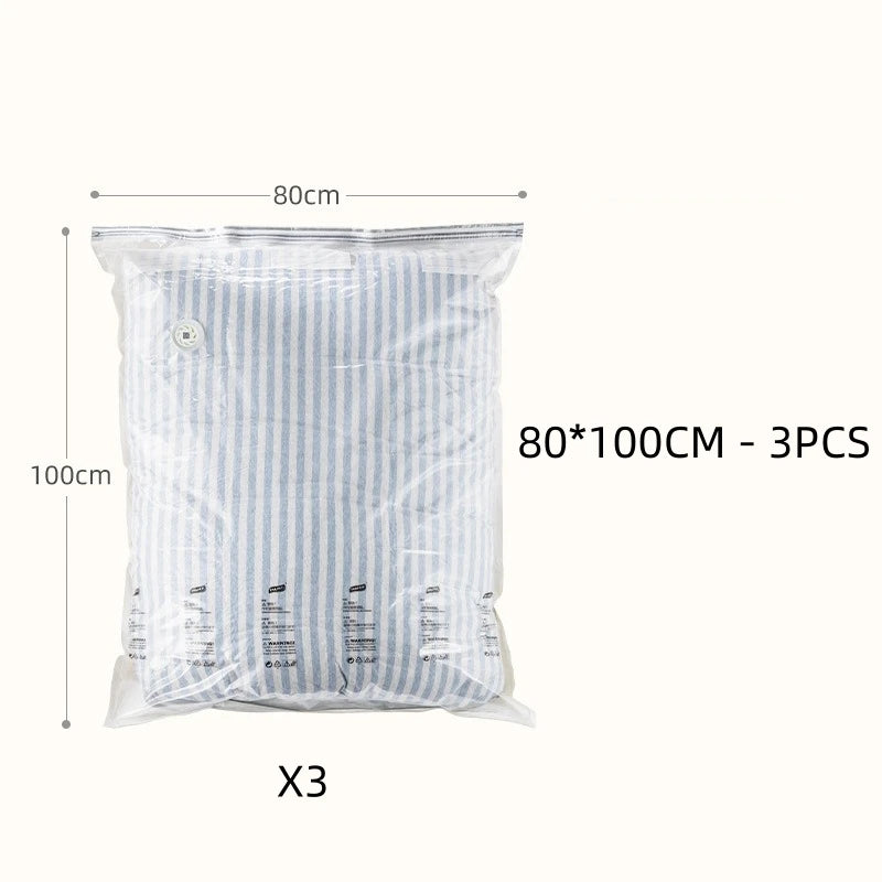 TAILI No-Pump Vacuum Storage Bags for Clothes & Blankets 3-5pc Vacuum Storage Bags PLUSH L 3 PCS