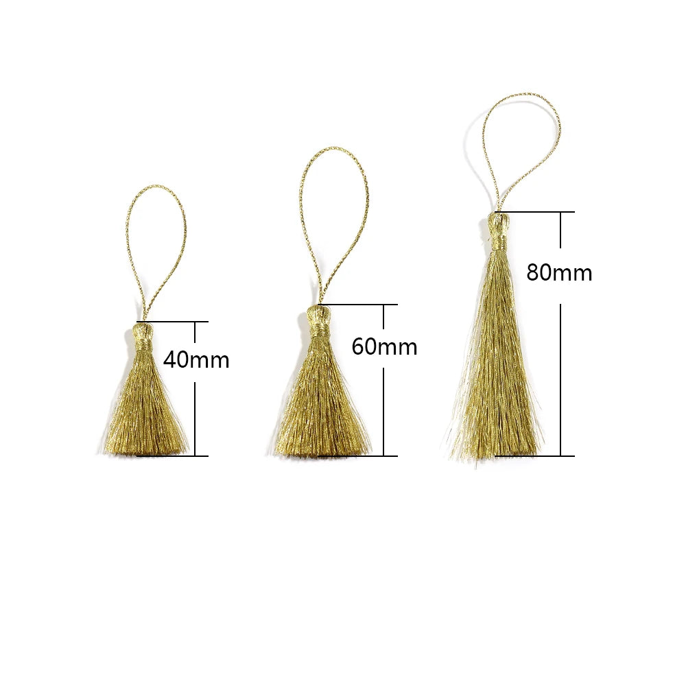 30pcs Silky Rayon Tassels Gold Silver DIY Jewelry Making Jewelry Making Tassels PLUSH