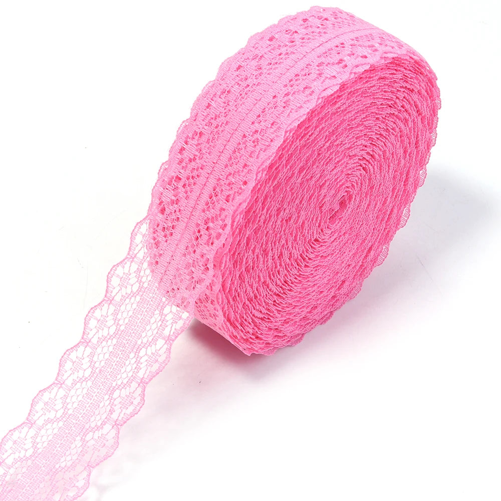 20 Yards 28mm Lace Ribbon – DIY Bows, Chokers & Sewing Trim Lace Craft Ribbon PLUSH hotpink