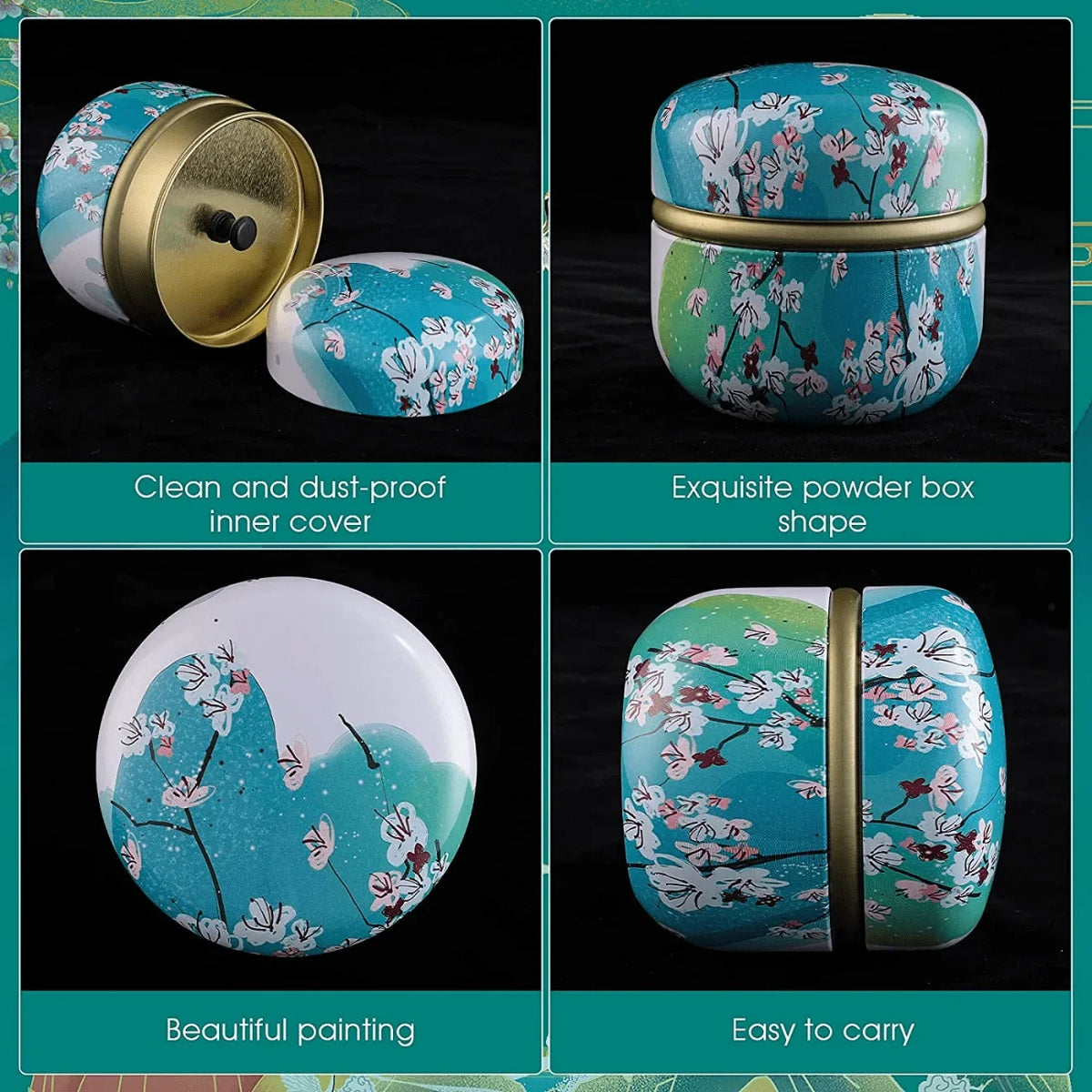 Floral Loose Powder Container with Fluffy Plush Puff Set Powder Puff Set PLUSH