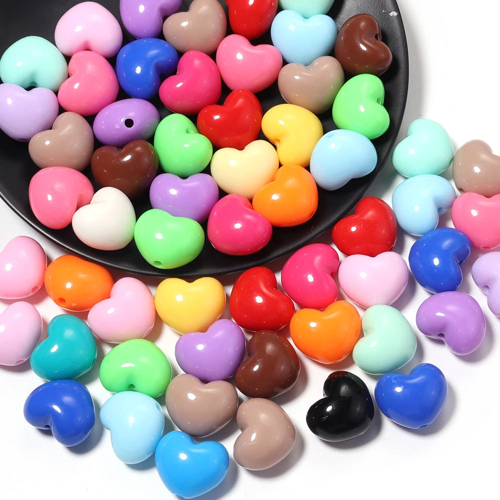10pcs Heart Acrylic Spacer Beads – DIY Jewelry Making Acrylic Spacer Beads PLUSH