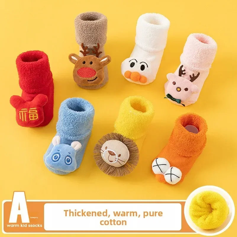 Baby Anti-Slip Gripper Floor Socks – Warm Cotton Infant Set Baby Gripper Socks PLUSH