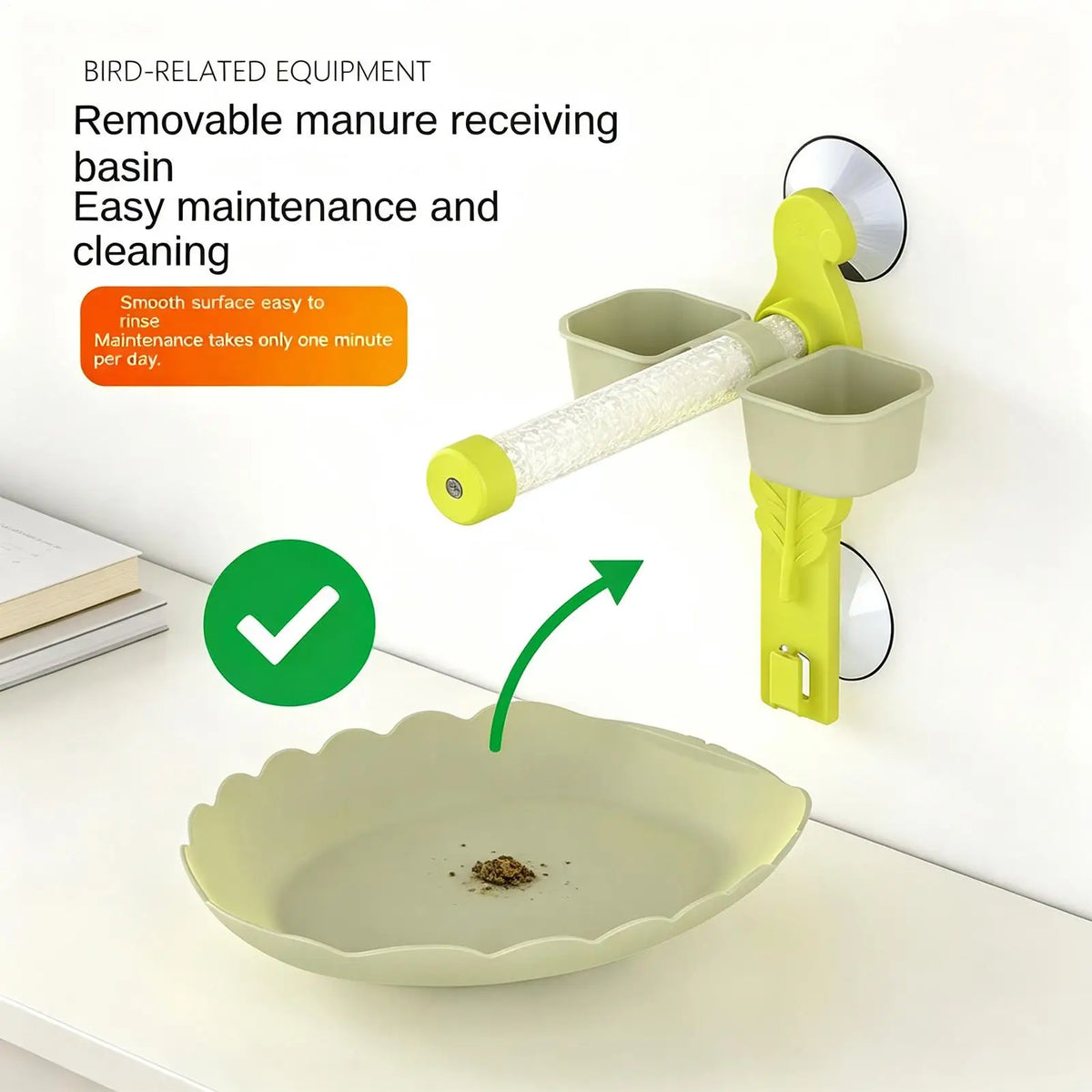 Suction Cup Bird Perch Stand with Feeder & Water Bowl Bird Perch Stand PLUSH
