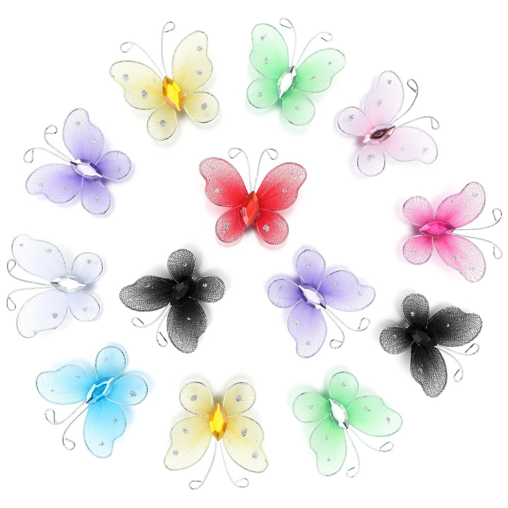 10pcs Organza Butterfly Appliques – DIY Jewelry & Craft Patches Fabric Applique Patches PLUSH