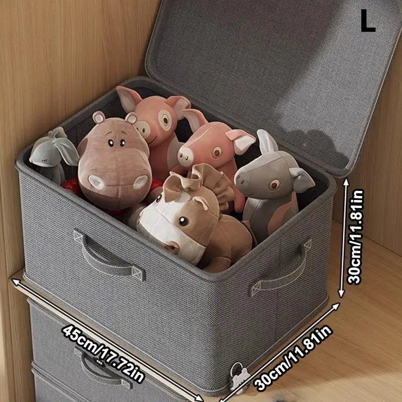 Large Foldable Fabric Storage Box with Password Lock – Grey Lockable Storage Box PLUSH L Gray