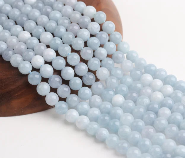 Aquamarine Natural Stone Round Spacer Beads – DIY Jewelry Natural Stone Beads PLUSH