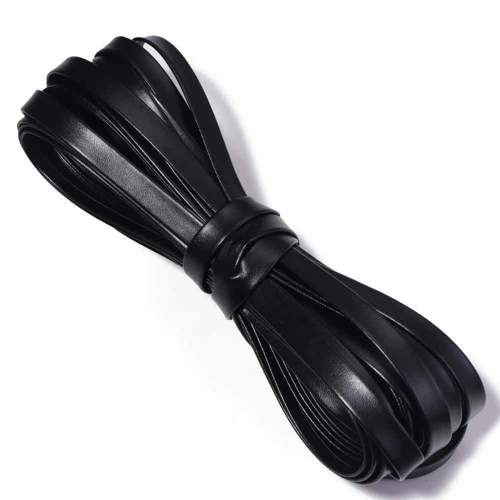 10 Yards Foldable PU Leather Cord Trim Binding Tape – DIY Craft Leather Craft Trim PLUSH black 10mm