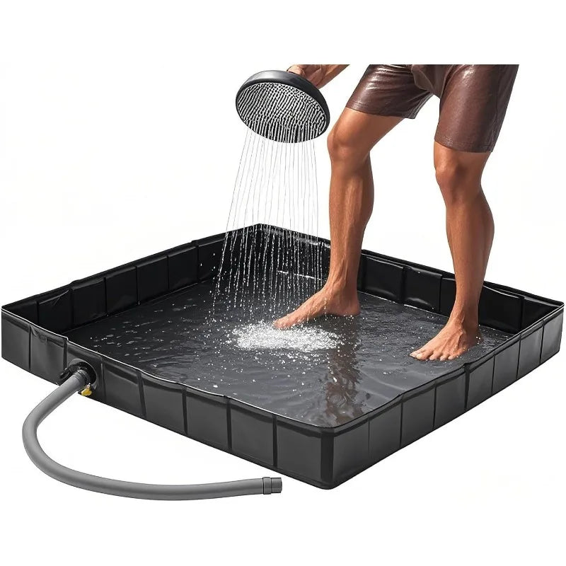 Portable Outdoor Shower Tray 104cm PVC Water Collection Pool Portable Shower Tray PLUSH