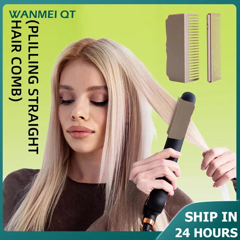 Flat Iron Comb Attachment – Clip-On Hair Straightener Comb Hair Styling Accessory PLUSH